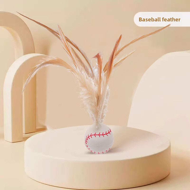 Feather Bouncing Ball Cat Toy