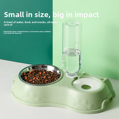 Pet automatic drinking water feeding double bowl