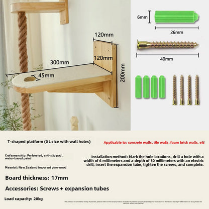 Solid Wood Cat Climbing Frame with Hemp Rope