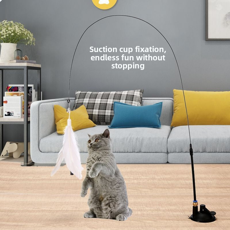 Feather Cat Teaser Stick with Suction Cup