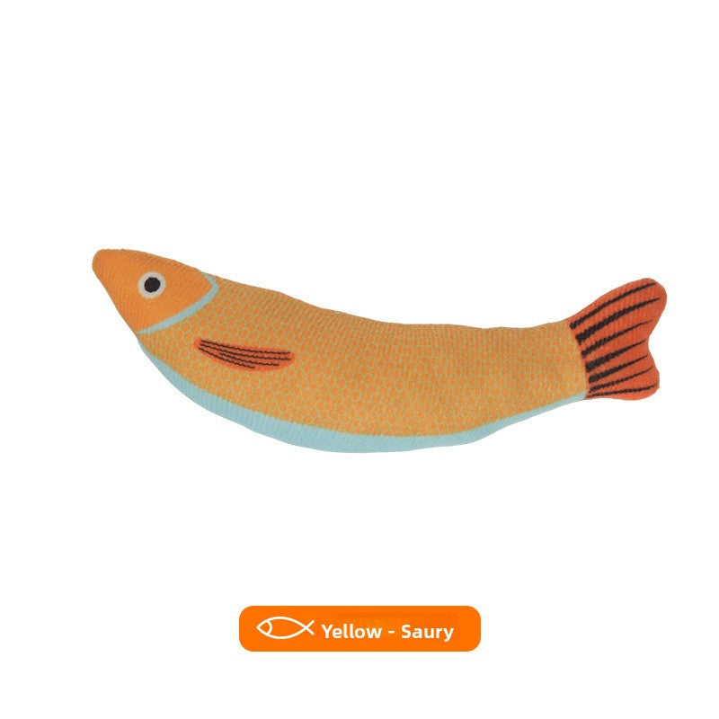 Plush Simulation Fish Cat Toy with Catnip for Teething and Play