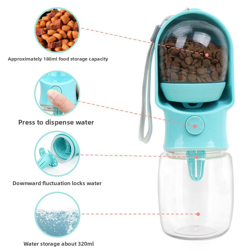 Portable Pet Water Bottle with Feeding Bowl