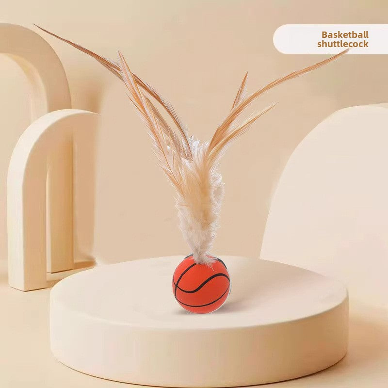 Feather Bouncing Ball Cat Toy