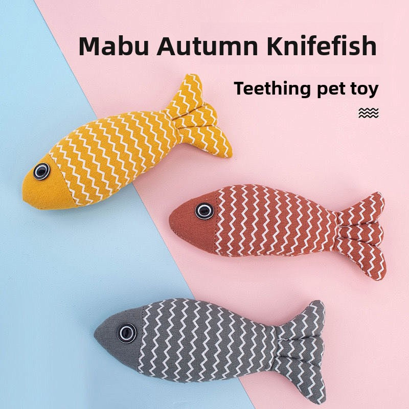 Plush Simulation Fish Cat Toy with Catnip for Teething and Play