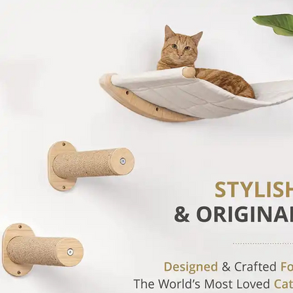 Solid Wood Wall-Mounted Cat Scratching Post