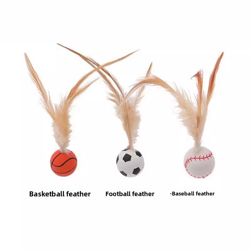 Feather Bouncing Ball Cat Toy