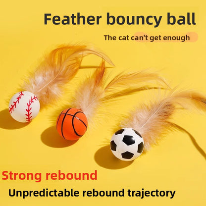 Feather Bouncing Ball Cat Toy