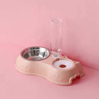 Pet automatic drinking water feeding double bowl