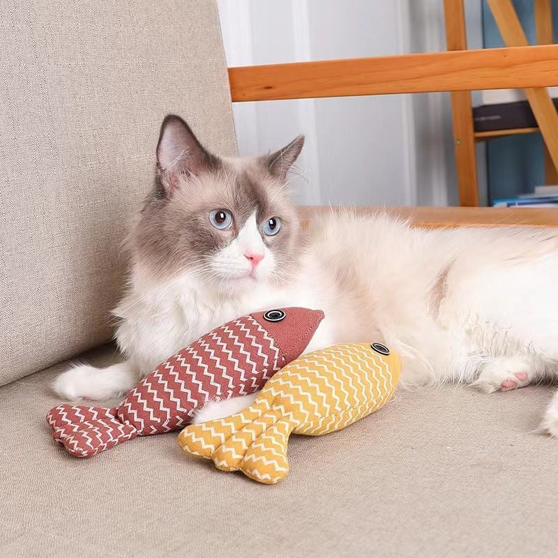 Plush Simulation Fish Cat Toy with Catnip for Teething and Play