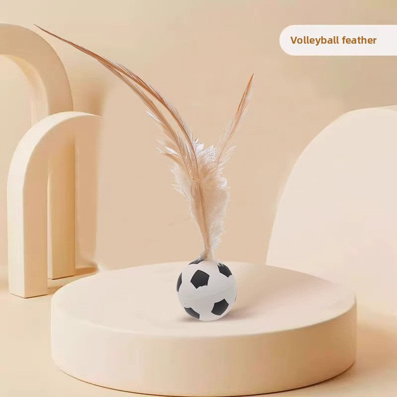 Feather Bouncing Ball Cat Toy
