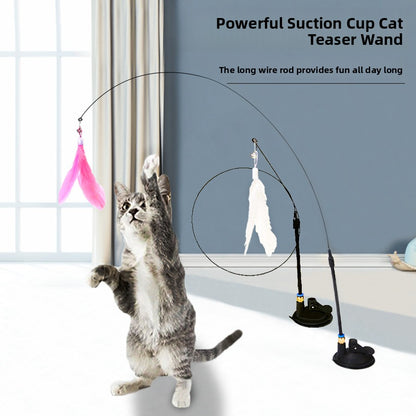 Feather Cat Teaser Stick with Suction Cup