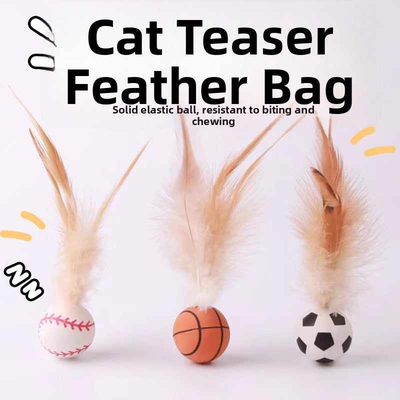 Feather Bouncing Ball Cat Toy