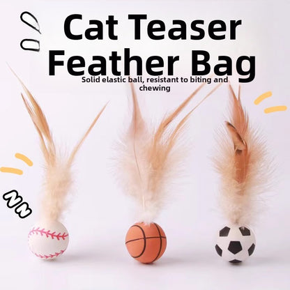Feather Bouncing Ball Cat Toy