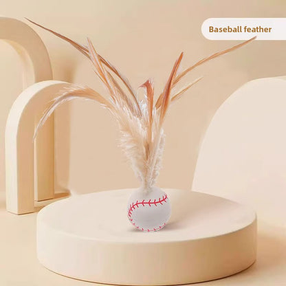 Feather Bouncing Ball Cat Toy