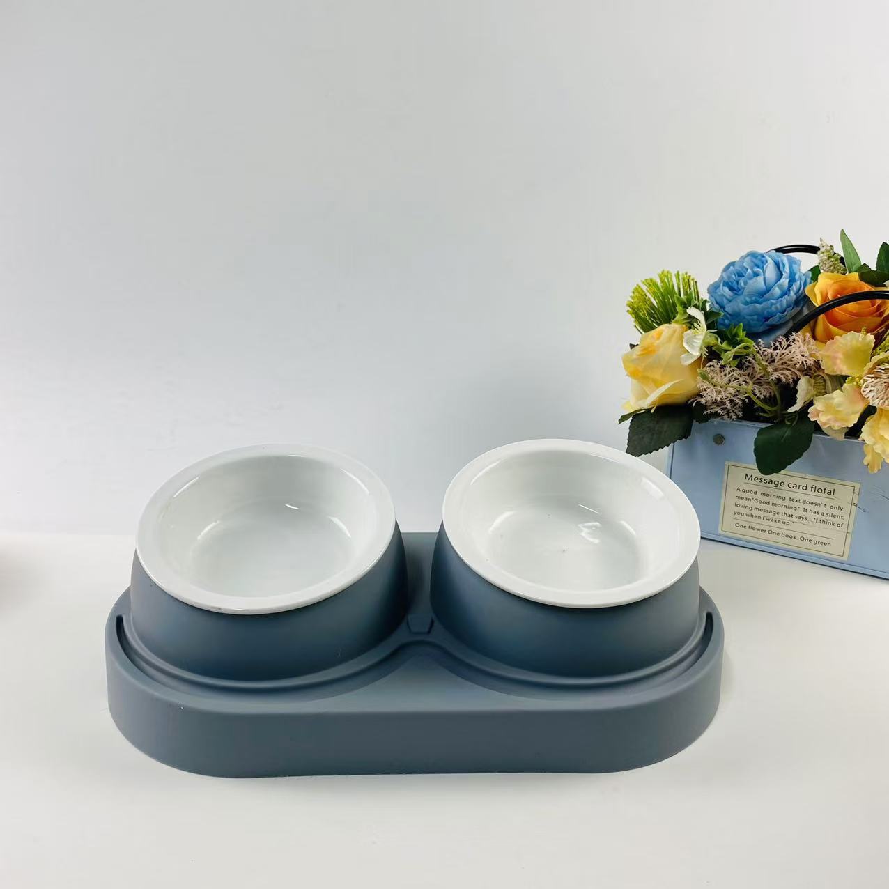 Dual Compartment Pet Feeding Bowl