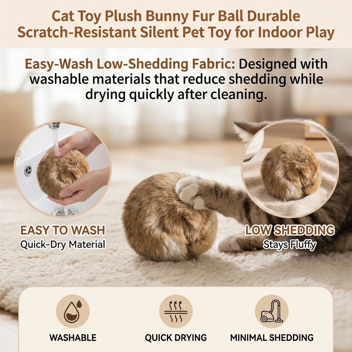 Natural Rabbit Fur Cat Play Balls
