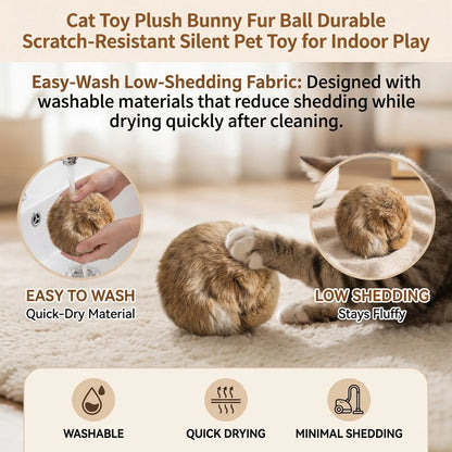 Natural Rabbit Fur Cat Play Balls