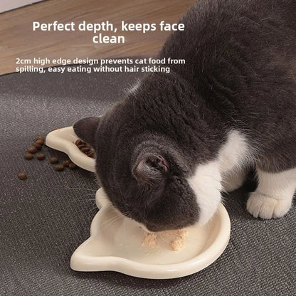 Cute Cat-Shaped Ceramic Pet Bowl