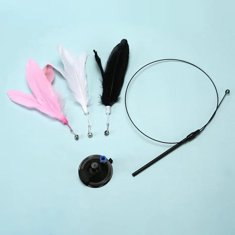 Interactive Feather Wand Cat Toy Set