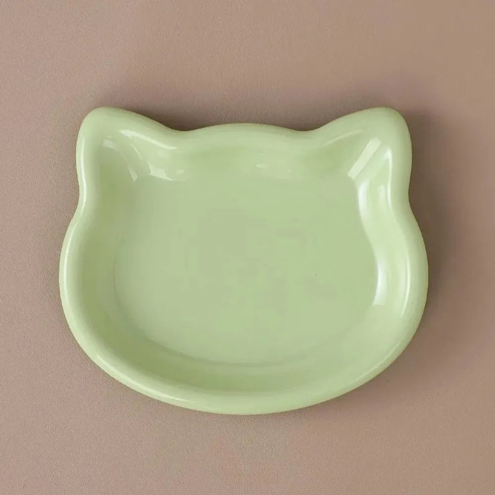 Cute Cat-Shaped Ceramic Pet Bowl
