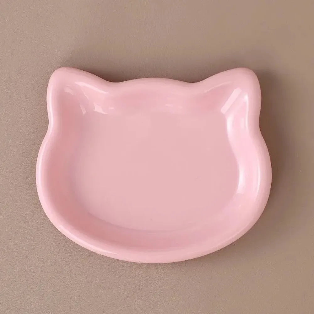 Cute Cat-Shaped Ceramic Pet Bowl
