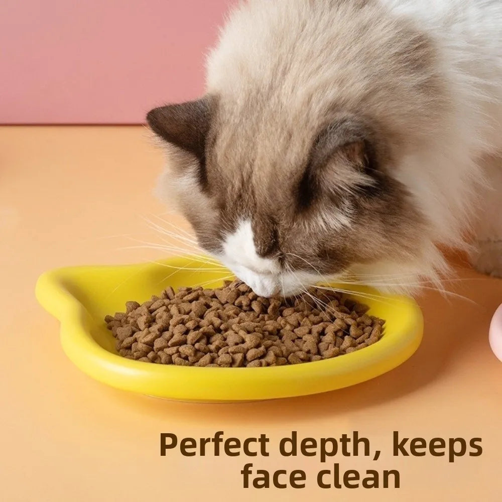 Cute Cat-Shaped Ceramic Pet Bowl