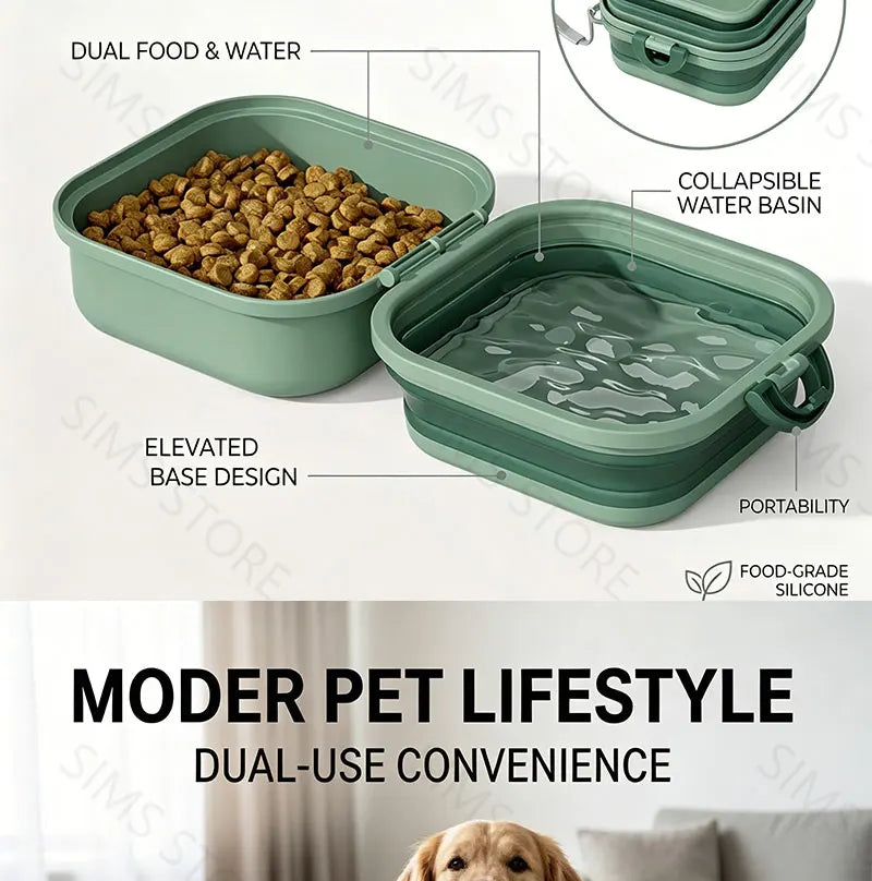 Foldable Travel Pet Food & Water Bowl