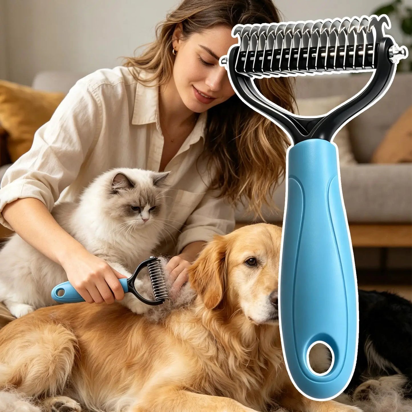 Double-Sided Deshedding Grooming Brush