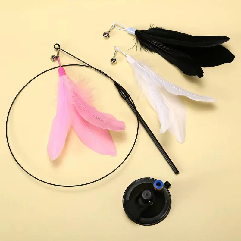 Interactive Feather Wand Cat Toy Set