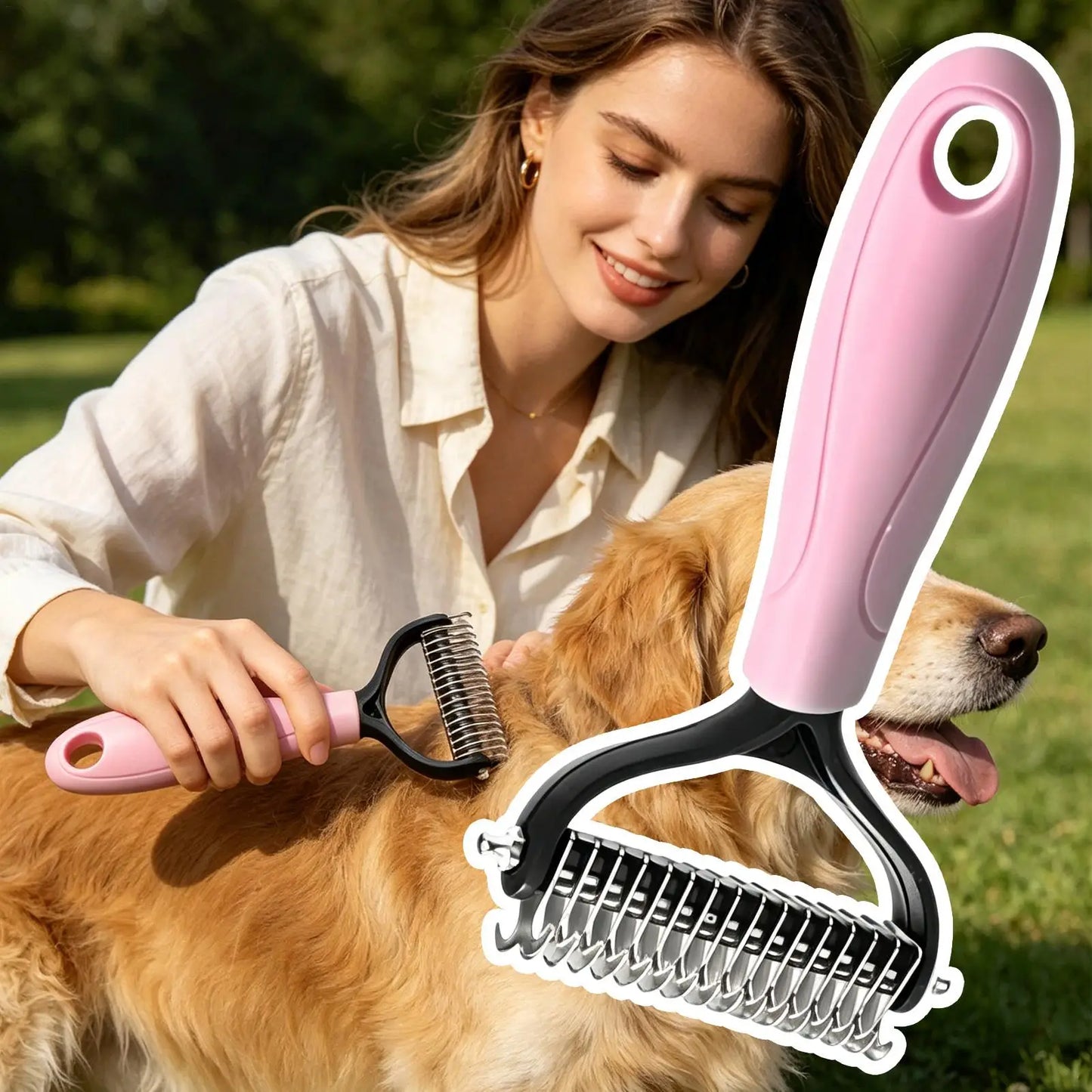 Double-Sided Deshedding Grooming Brush