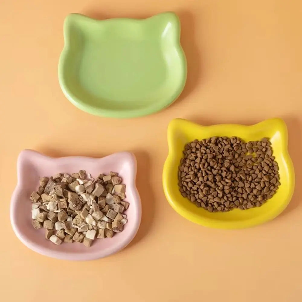 Cute Cat-Shaped Ceramic Pet Bowl