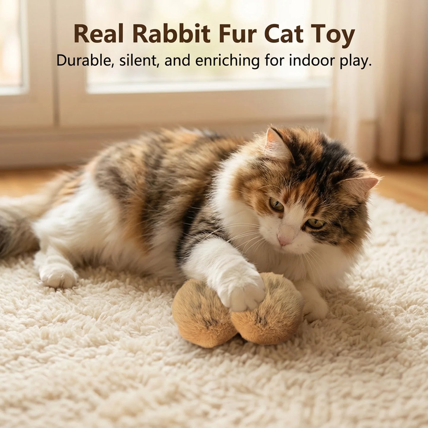 Natural Rabbit Fur Cat Play Balls