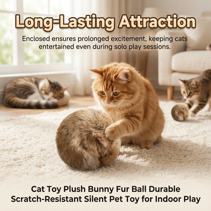 Natural Rabbit Fur Cat Play Balls