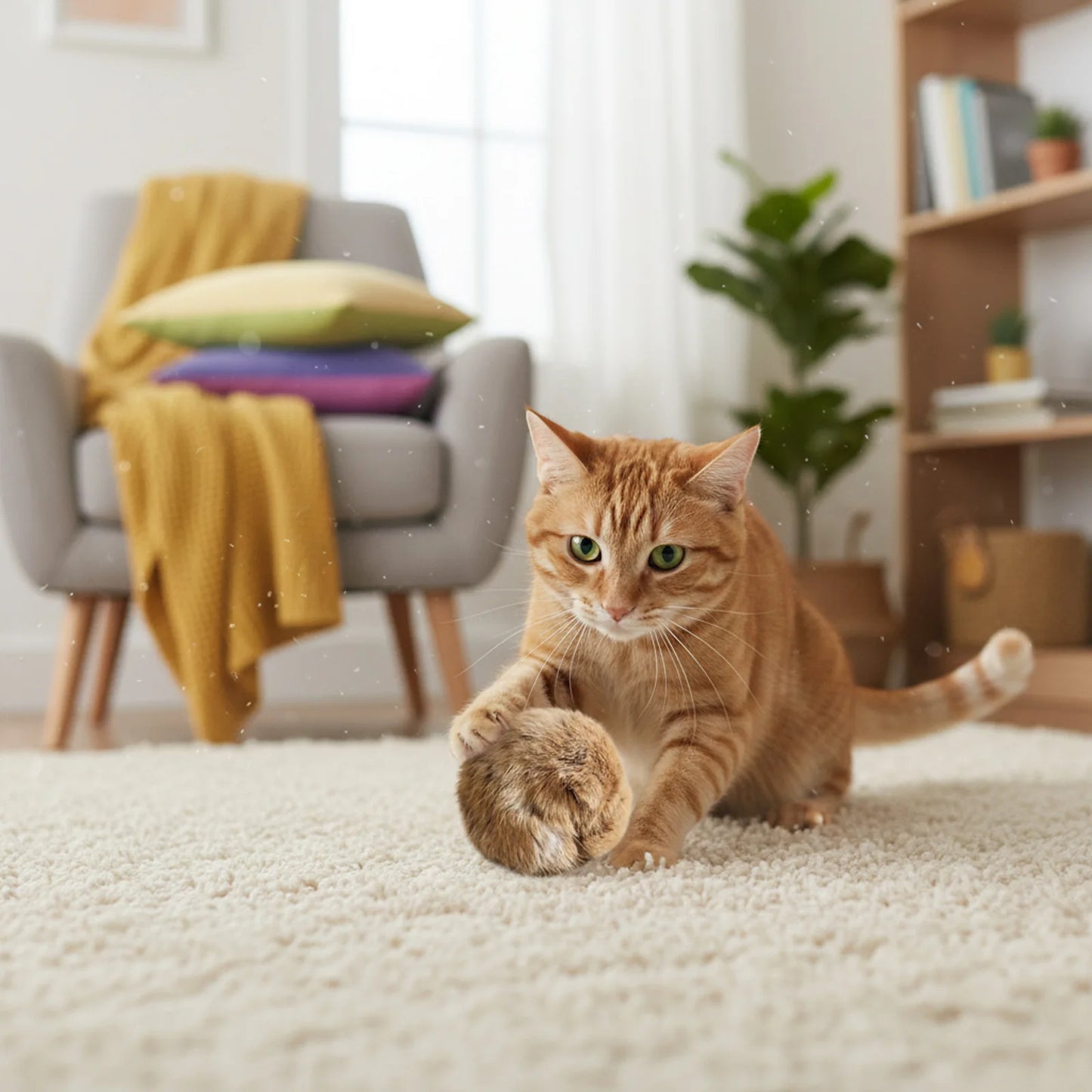 Natural Rabbit Fur Cat Play Balls