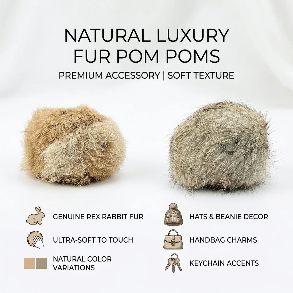 Natural Rabbit Fur Cat Play Balls