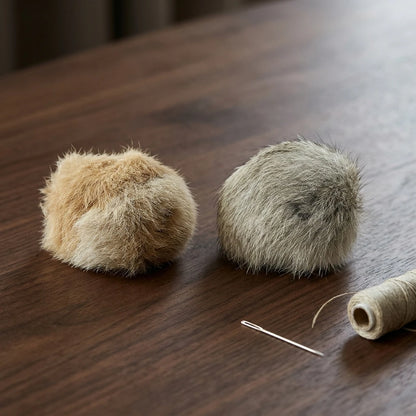 Natural Rabbit Fur Cat Play Balls