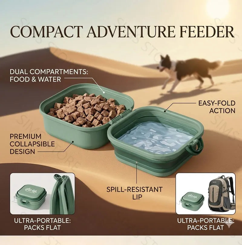 Foldable Travel Pet Food & Water Bowl