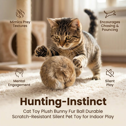 Natural Rabbit Fur Cat Play Balls