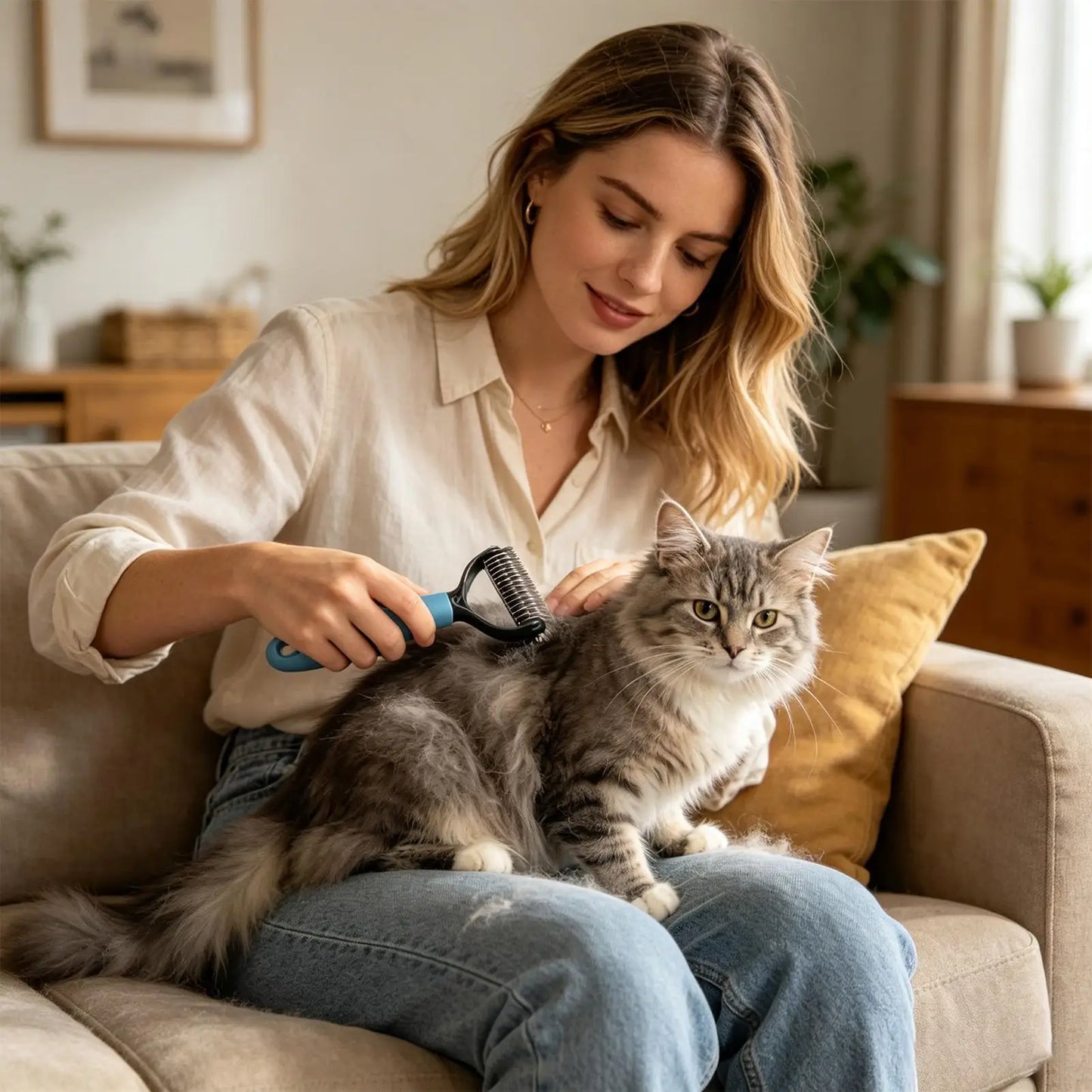 Double-Sided Deshedding Grooming Brush