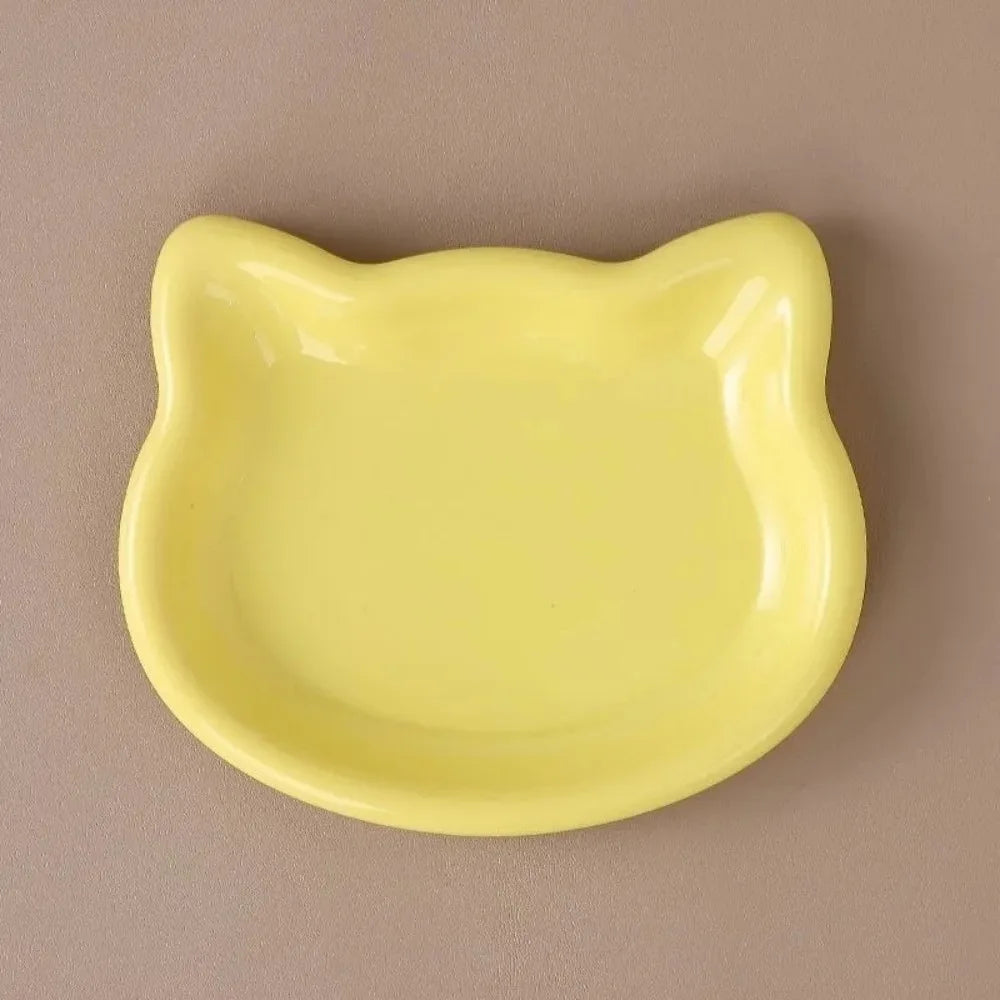 Cute Cat-Shaped Ceramic Pet Bowl