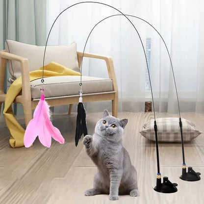 Interactive Feather Wand Cat Toy Set