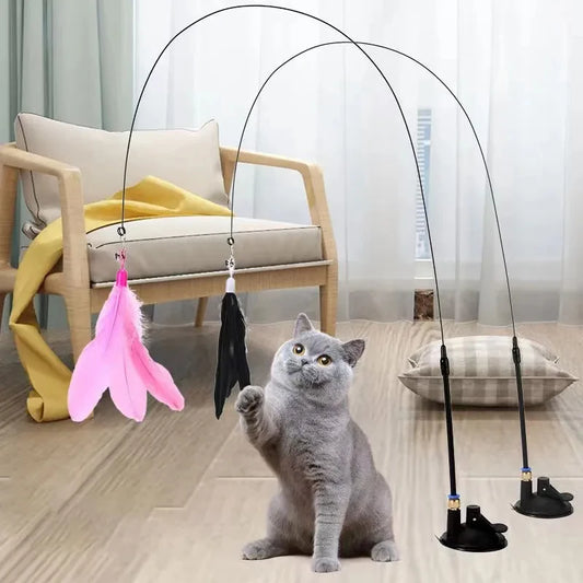 Interactive Feather Wand Cat Toy Set