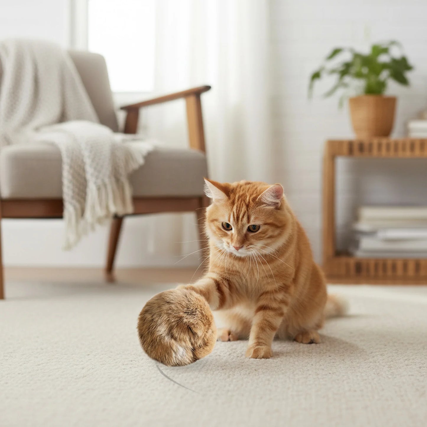 Natural Rabbit Fur Cat Play Balls