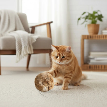 Natural Rabbit Fur Cat Play Balls