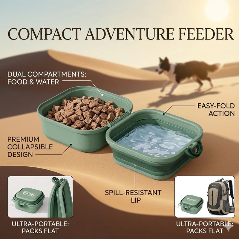 Foldable Travel Pet Food & Water Bowl