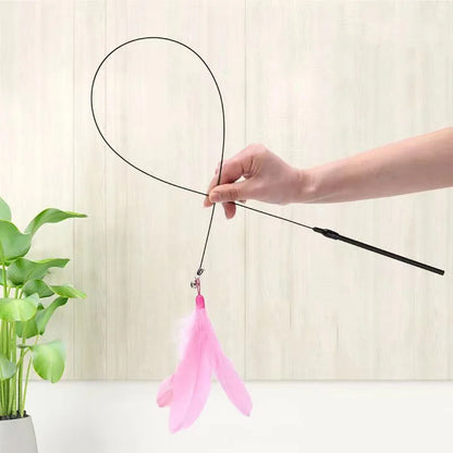 Interactive Feather Wand Cat Toy Set