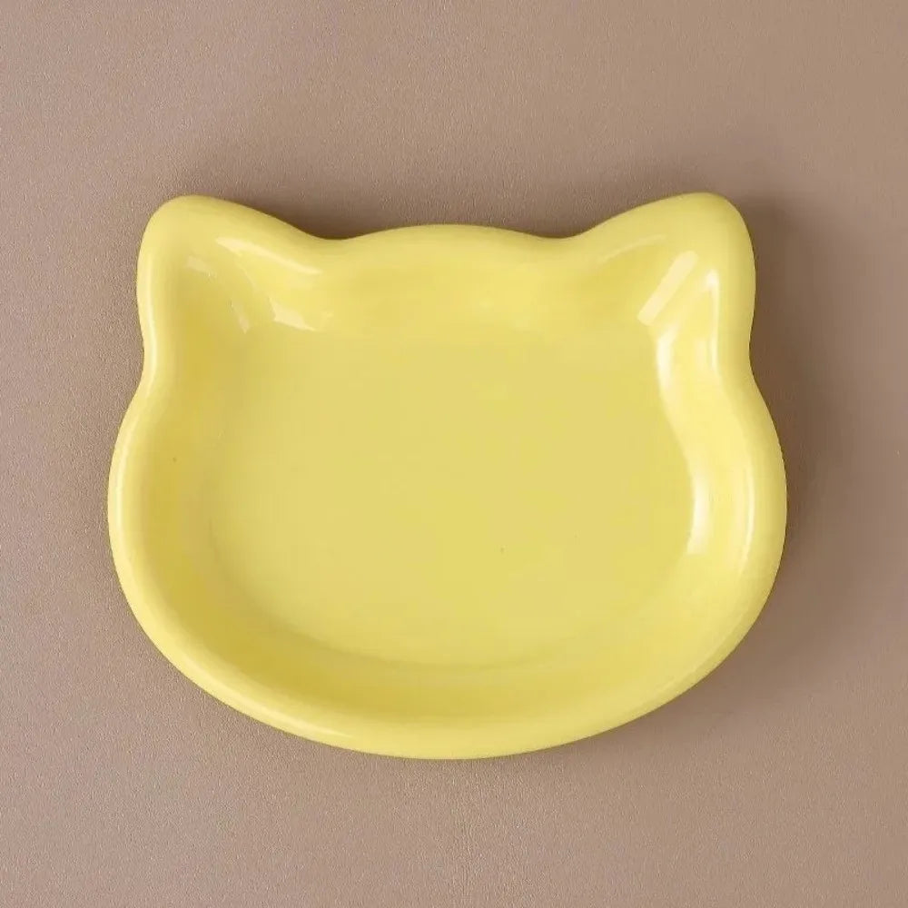 Cute Cat-Shaped Ceramic Pet Bowl