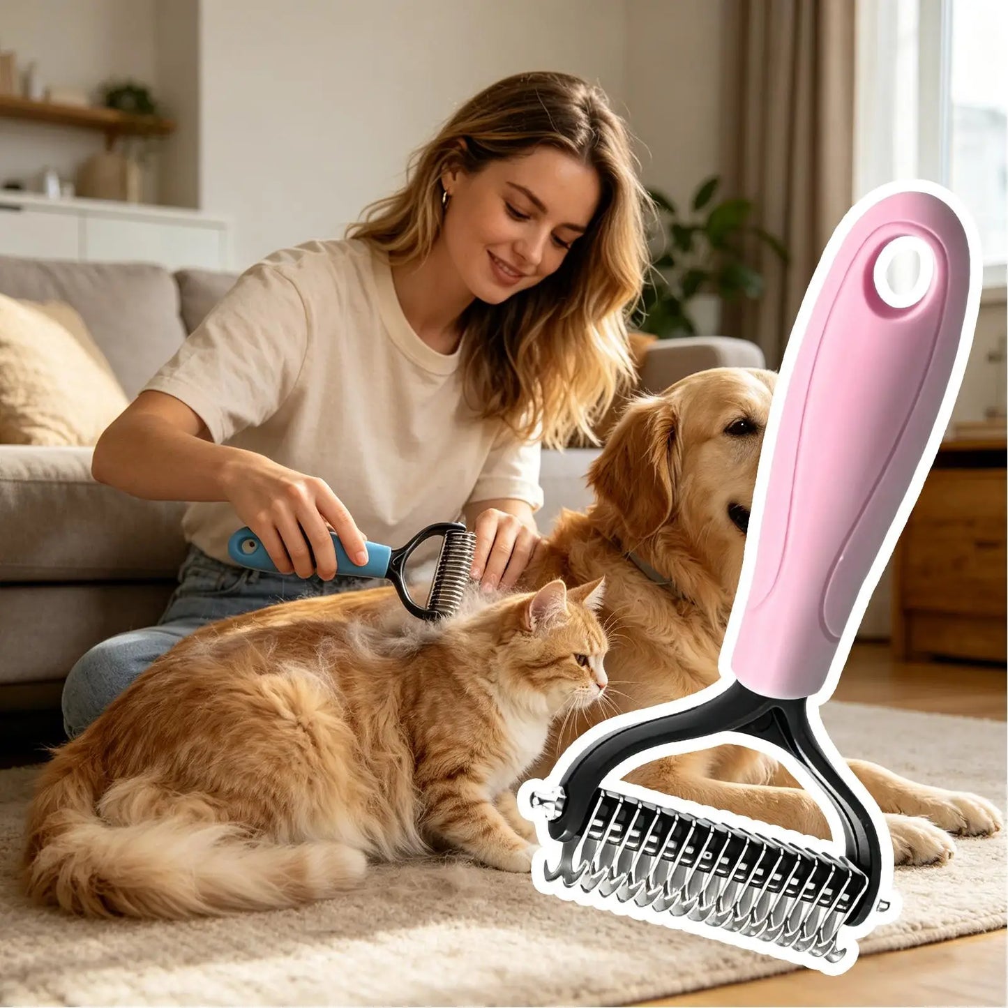 Double-Sided Deshedding Grooming Brush