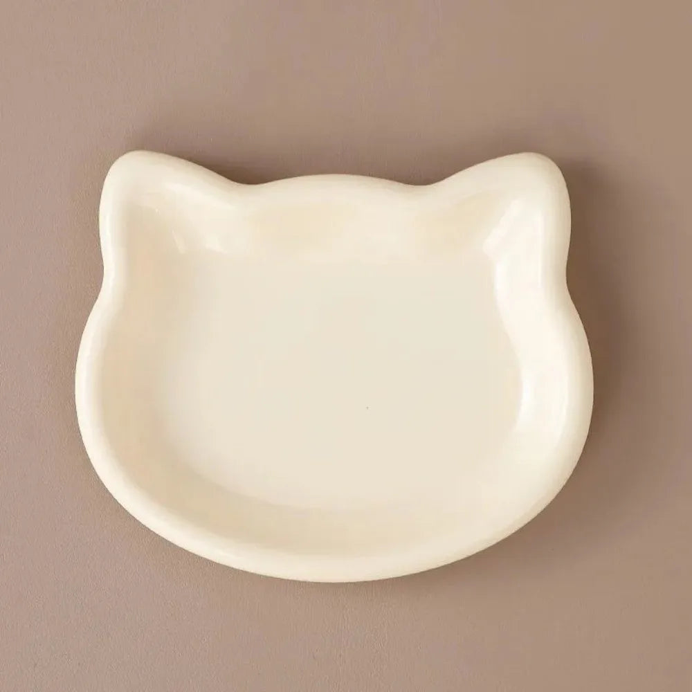 Cute Cat-Shaped Ceramic Pet Bowl