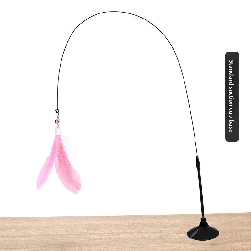 Feather Cat Teaser Stick with Suction Cup
